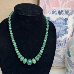 Green Chalcedony gemstone necklace 925